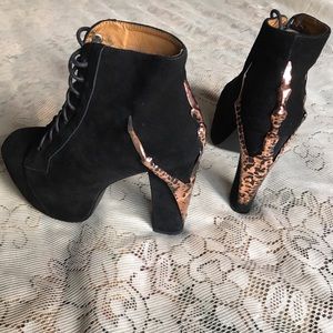 Jeffrey Campbell Black and Copper Suede Lita Claw